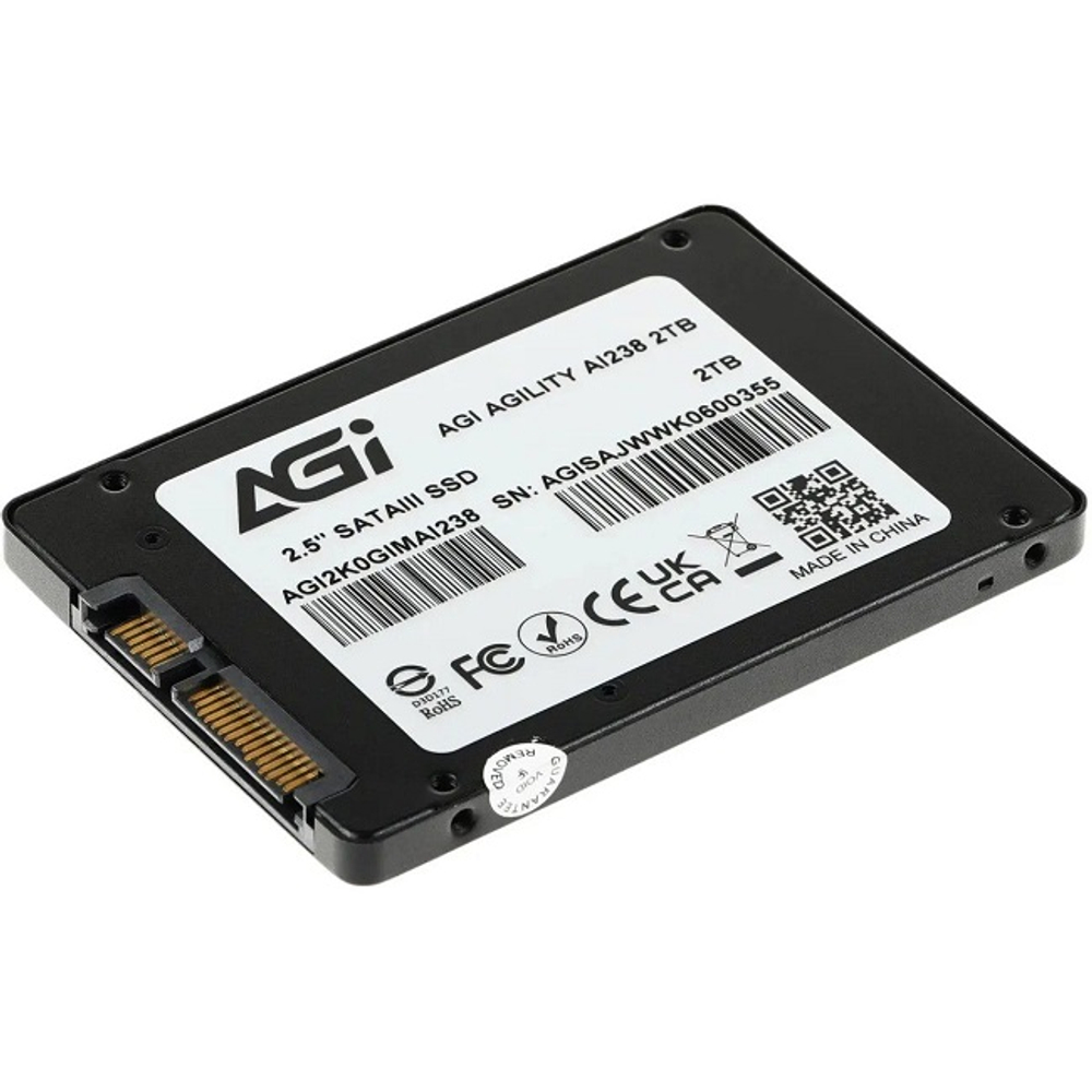 Жесткий диск SSD 2.5" 2Tb AGI AGILITY AI238, 550/510MBs, 90000 IOPS, 3D QLC NAND, SATA-III (AGI2K0GIMAI238-CB)