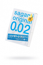 Презервативы Sagami, original 0.02, extra lub, полиуретан, 19 см, 3 шт. (Цвет: прозрачный)