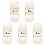 Пряжа Alize (Ализе) Diva / уп.5 мот. по 100 г, 350м, 1055 сахарно-белый A