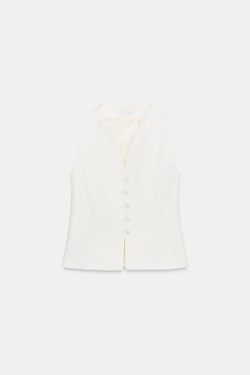ZARA ЖИЛЕТ С БАСКОЙ, ЭКРЮ