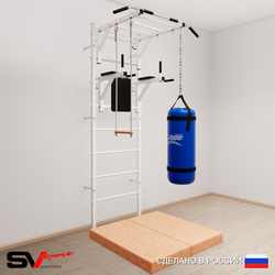 Шведская стенка Sv Sport 5435 (Турник рукоход/Брусья/Трапеция/Цепь/Мешок 15кг/Мат 1м)