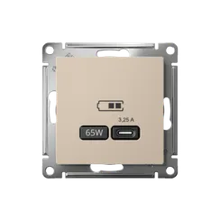 Розетка с USB C Systeme Electric AtlasDesign Песочный ATN001227