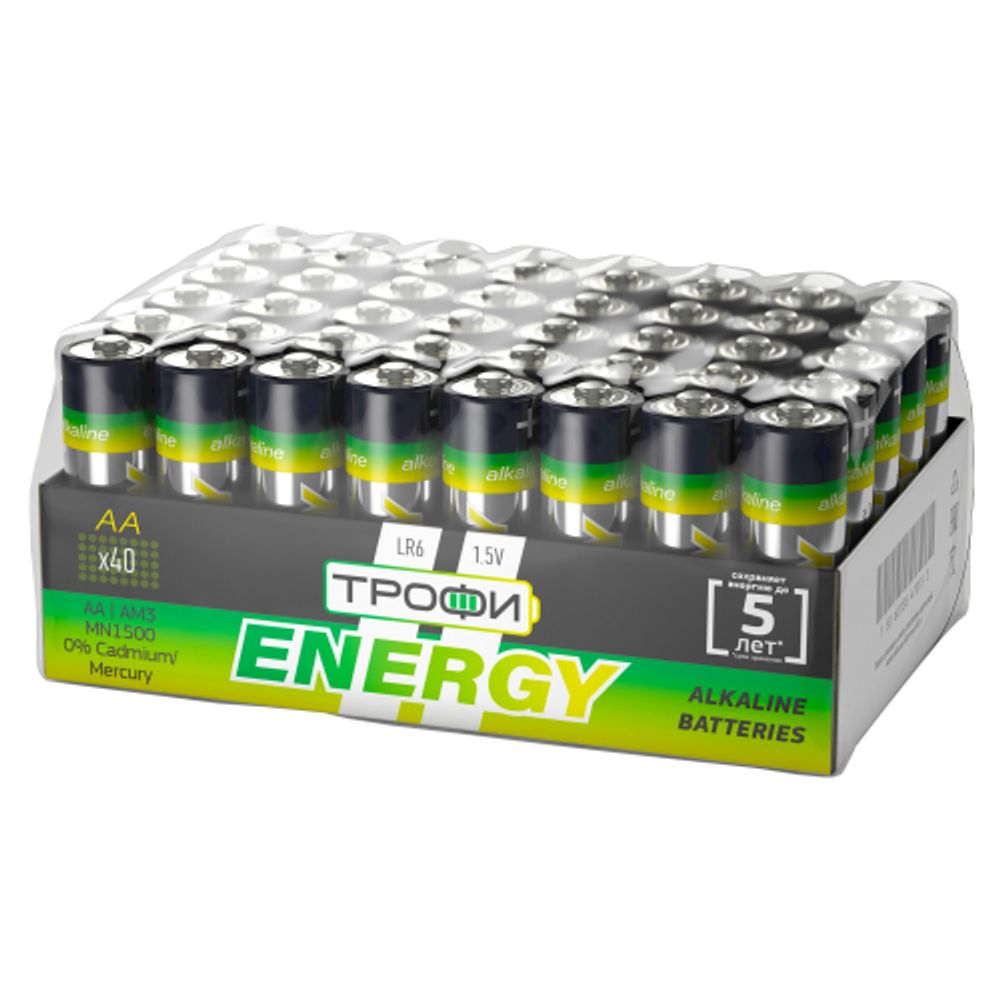 Батарейки Трофи LR6-40 bulk ENERGY Alkaline | Батарейки Щелочные (Алкалиновые)