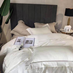 ZEPHYR HOME КПБ Двуспалка ЕВРО Египетский хлопок 100s белый с золотом
