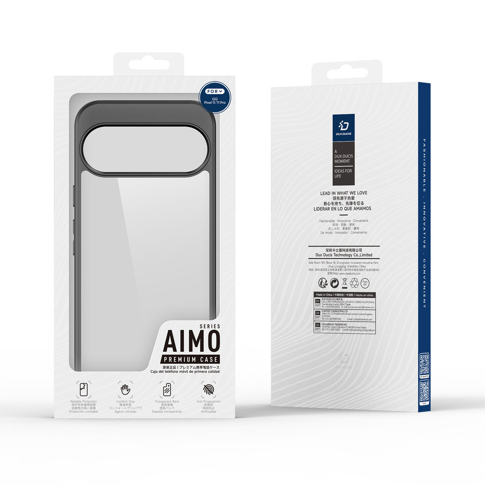 Чехол прозрачный с черными рамками для Google Pixel 11 и 11 Pro, серия Aimo Series от Dux Ducis