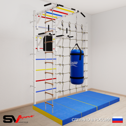 Шведская стенка Sv Sport усиленная 64260 (Турник рукоход/Брусья/Лестница/Цепь/Мешок 22кг/Мат 2м/Канатный лаз)