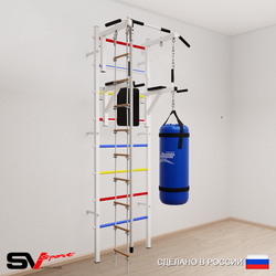 Шведская стенка Sv Sport усиленная 6753 (Турник стандарт/Брусья/Канат/Лестница/Цепь/Мешок 30кг)