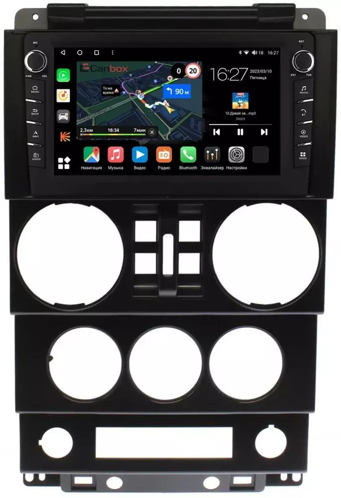 Магнитола для Jeep Wrangler 3 2006-2010 (4 двери) - Canbox 9-023 Android 10, Быстрая, CarPlay, 4G SIM-слот