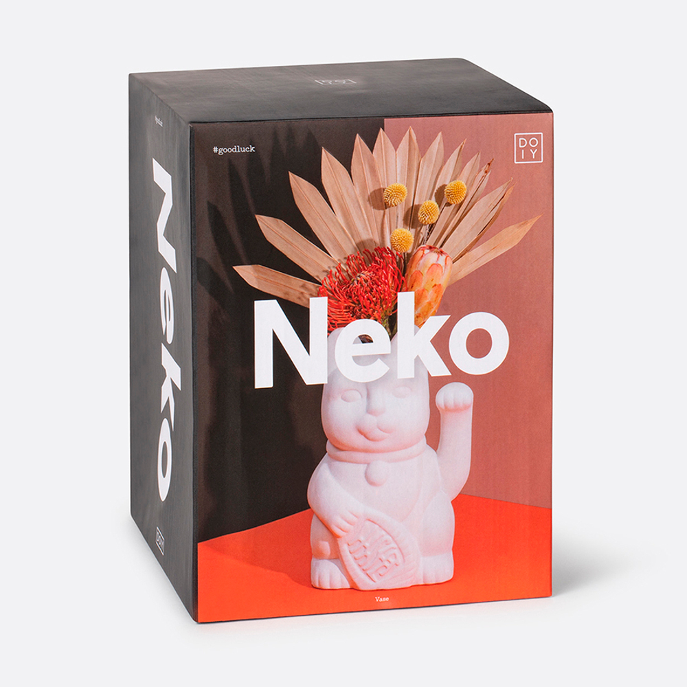 Ваза для цветов 20см Doiy Neko белая