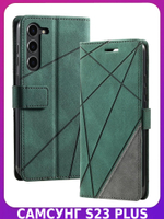 Дизайнерский чехол-книжка из кожи для SAMSUNG GALAXY S23 PLUS с отделом для наличных, 3 слотами для карт и подставкой