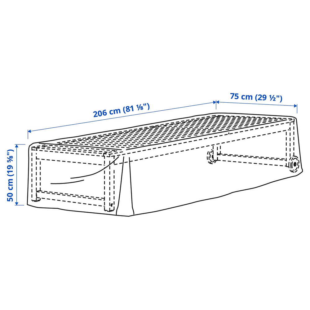 IKEA TOSTERÖ  (ИКЕА ТОСТЕРЁ)  -  Чехол для садовой мебели - чёрный 206x75 см