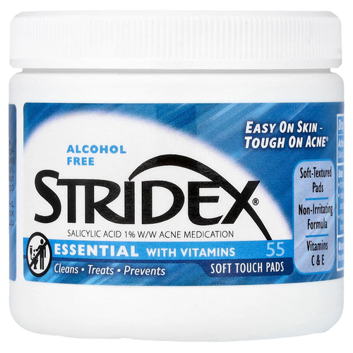 Stridex, Single-Step Acne Control, не содержащие спирта , 55 мягких салфеток, 4.21 в каждой