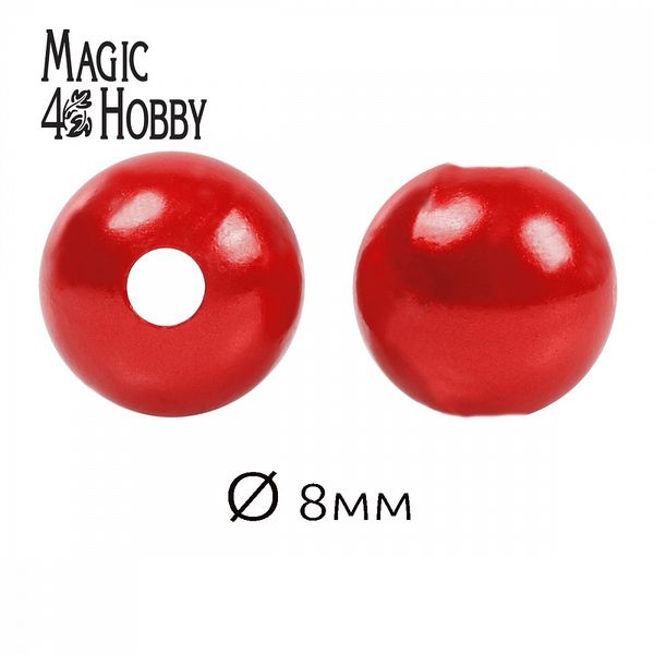 Бусины пластик (перламутр) ⌀8 мм, цв.058 красный уп.50г (213 шт), Magic4Hobby