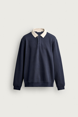 ZARA ПОЛО В ПОЛОСКУ ИЗ ПИКЕ RELAXED FIT, МОРСКОЙ СИНИЙ