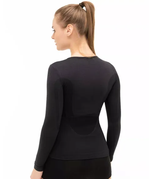 Термофутболка женская с длинным рукавом чёрная BRUBECK Comfort Wool LS1161W