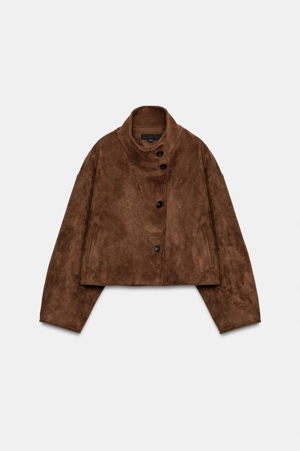 ZARA КОРОТКАЯ КУРТКА ИЗ ИСКУССТВЕННОЙ ЗАМШИ, КОРИЧНЕВЫЙ