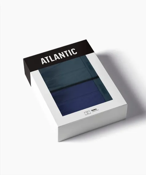 Трусы мужские боксеры удлиненные (2шт), Atlantic 2MH-175, хлопок, сине-зеленый + темно-голубой