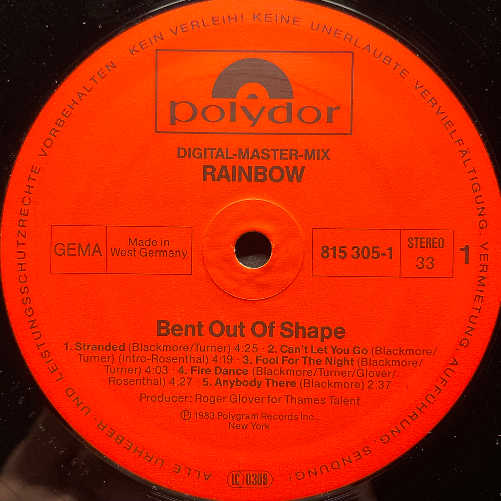 Rainbow - Bent Out Of Shape (Германия 1983г.)