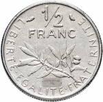 Франция 1/2 франка 1965-2001 (случайный год) VF-AU