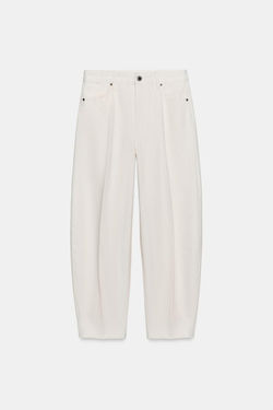 ZARA ДЖИНСЫ ZW COLLECTION BARREL С ВЫСОКОЙ ПОСАДКОЙ, БЕЛЫЙ