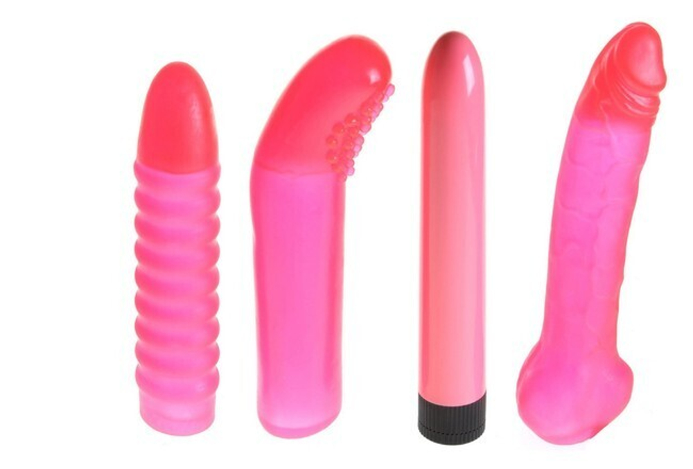 Вибронабор-вибратор с 3 насадками HOT KIT (Цвет: розовый)