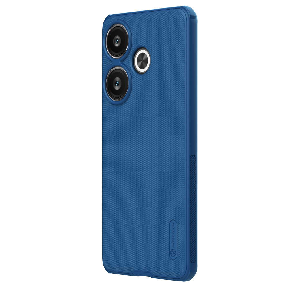 Усиленный двухкомпонентный чехол синего цвета от Nillkin для Xiaomi Redmi Turbo 3 и Poco F6, серия Super Frosted Shield Pro