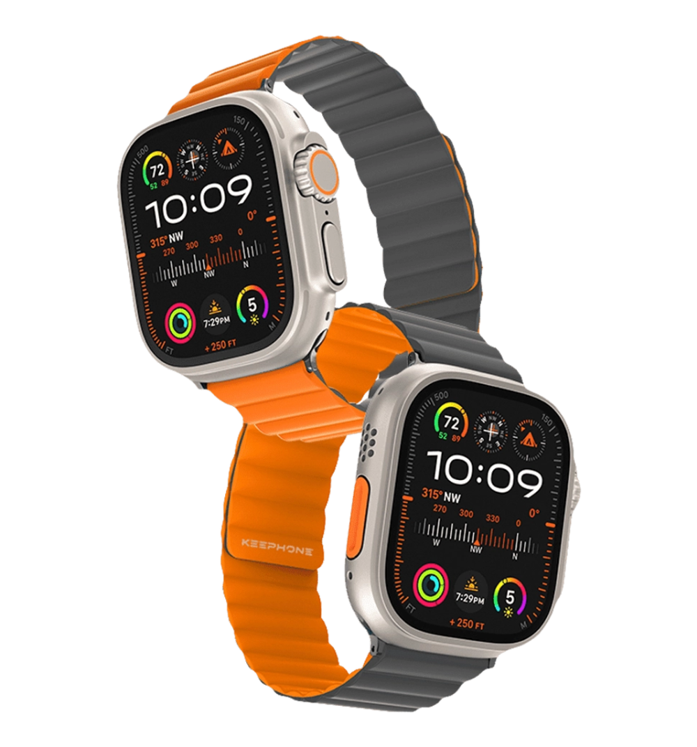 Сменный ремешок для Apple Watch 49/45/44/42мм Keephone Ibands Magnetic Snap (KPIBA49CAHOG) оранжевый