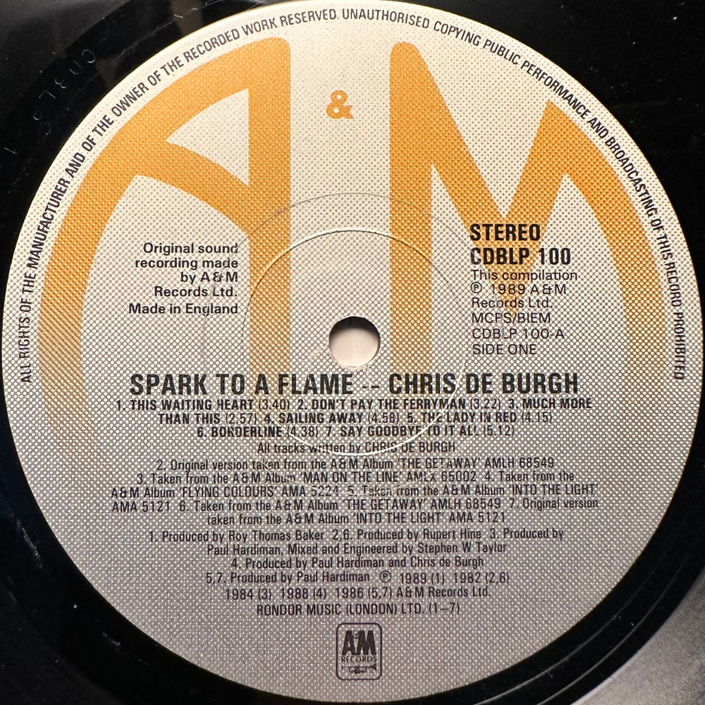 Chris de Burgh - Spark To A Flame (The Very Best Of Chris de Burgh) Англия 1989г.