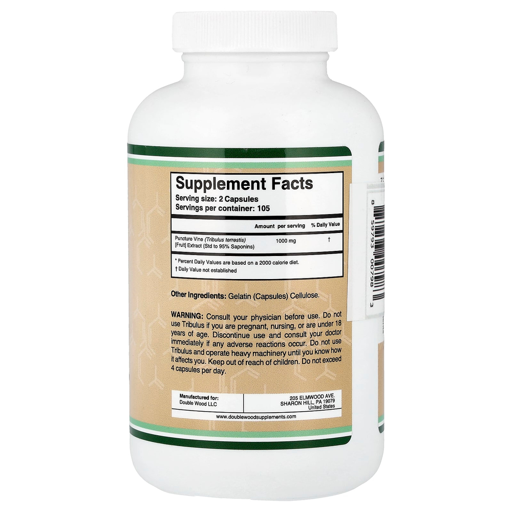 Double Wood Supplements, экстракт якорцев, 210 капсул (500 мг в 1 капсуле)