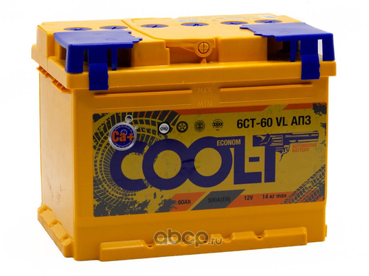Аккумулятор COOL-T 60А/ч 500А прямая/обратная полярн. стандартные (Европа) клеммы