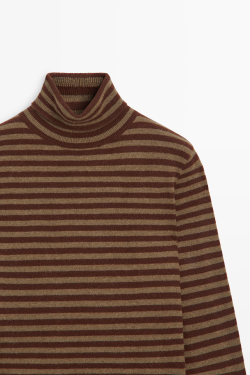 Massimo Dutti Свитер из шерсти и кашемира с высоким воротником, бордо