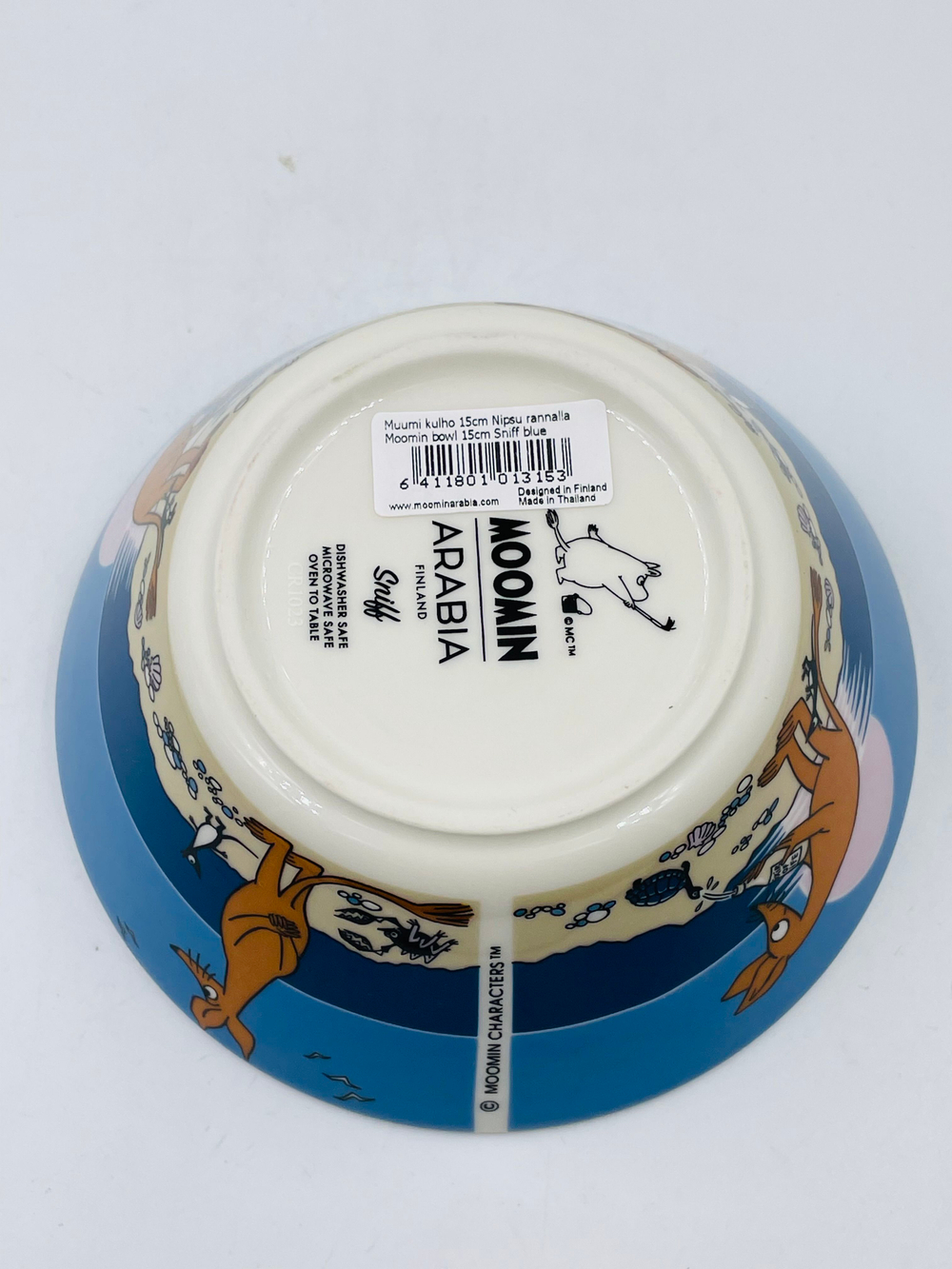 Тарелка глубокая Moomin Arabia "Nipsu rannalla/Нипсу на пляже", фарфор Vitro, синяя 15 см