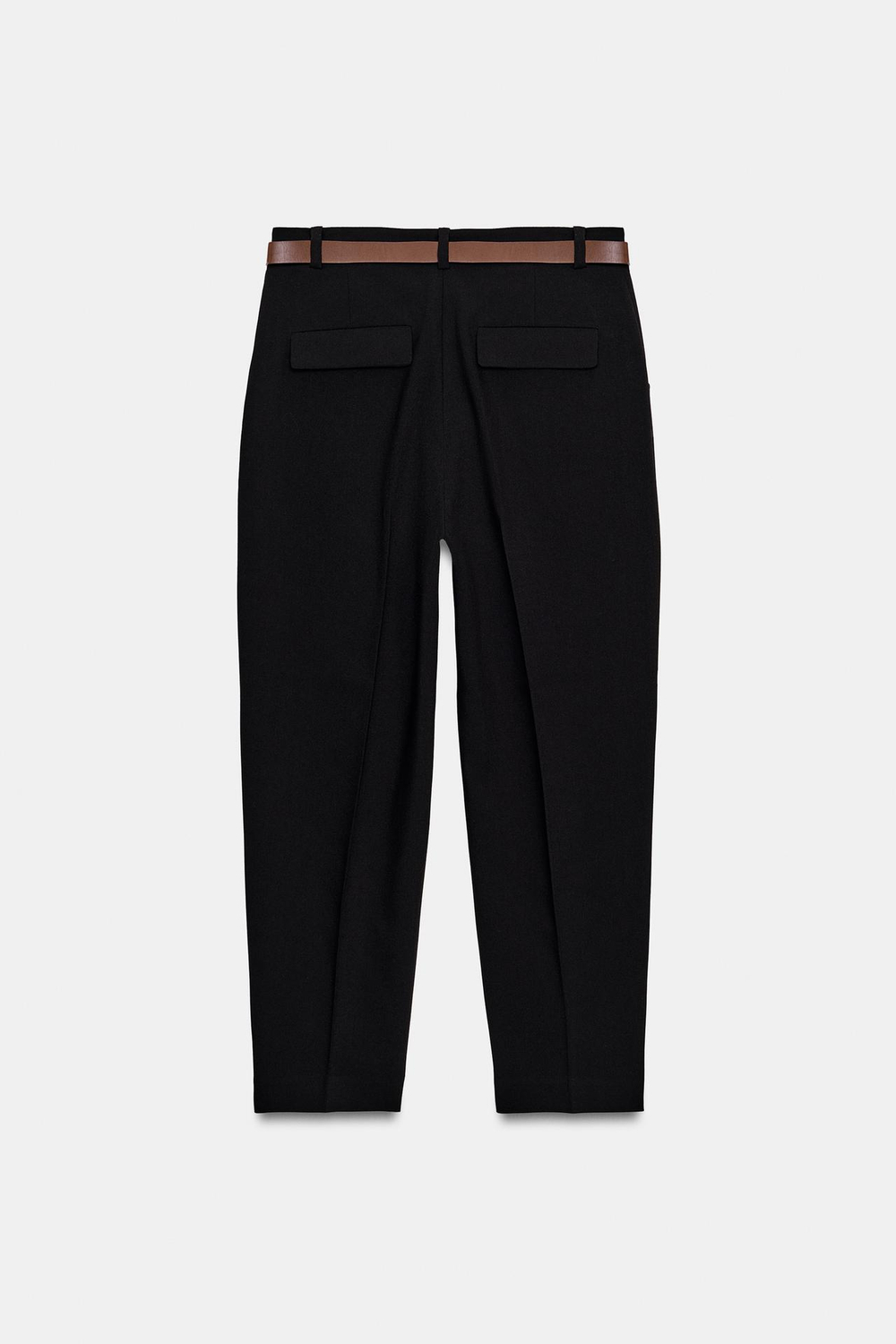 ZARA УКОРОЧЕННЫЕ БРЮКИ С РЕМНЕМ, ЧЕРНЫЙ