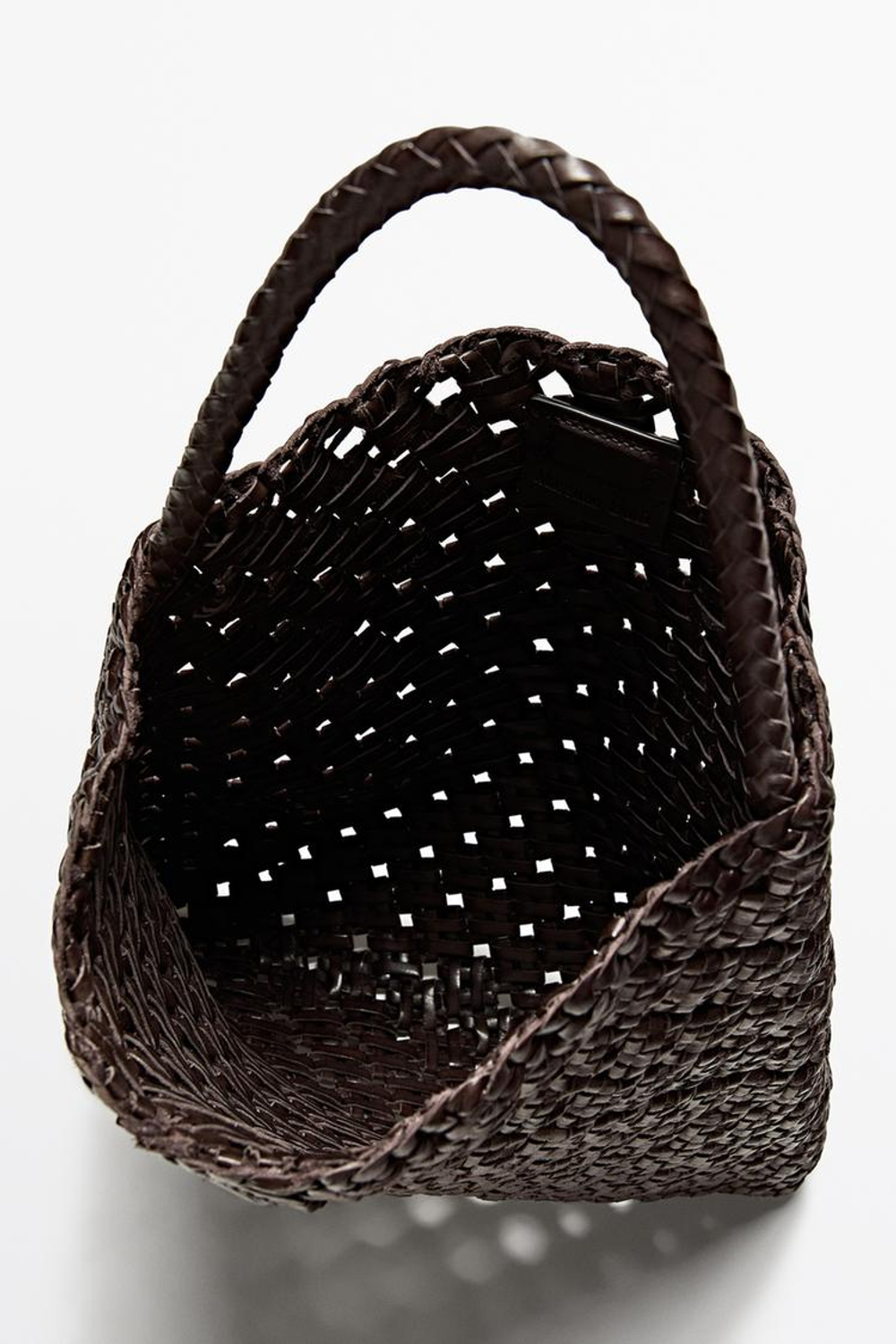 Massimo Dutti Средняя сумка из плетеной кожи наппа, коричневый