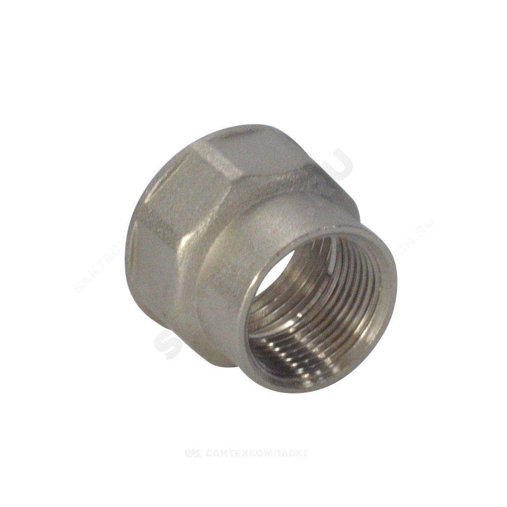 Муфта латунь никель переходная Ду 40х32 (1 1/2"х1 1/4") ВР/ВР RTP (РосТурПласт) 29279