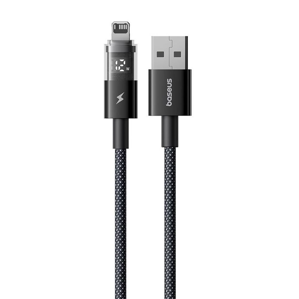 USB-A - Lightning Кабель Baseus Display 2 Charging+Data 2.4A 1-2m - Cosmic Black