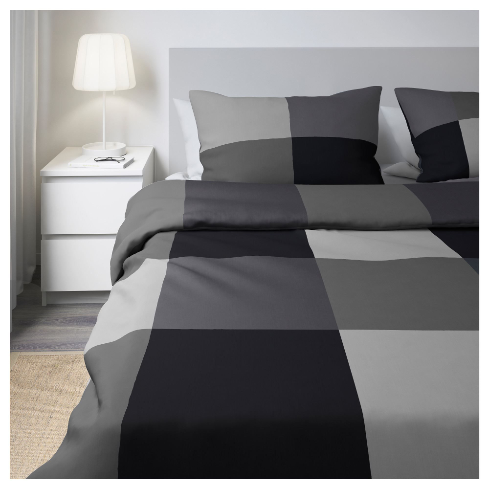 пододеяльник IKEA 240х220 и две наволочки 50х60 , черный, 240x220/50x60 см (Из финляндии)