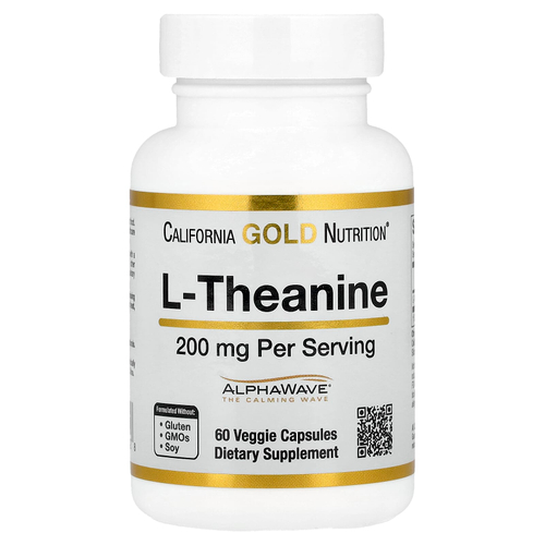 California Gold Nutrition, L-теанин, с AlphaWave®, 200 мг, 60 растительных капсул