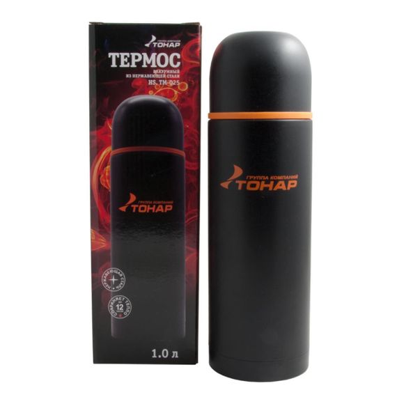 Термос TONAR 1000ML HS.TM-025  черный (дополн.пласт.чашка)
