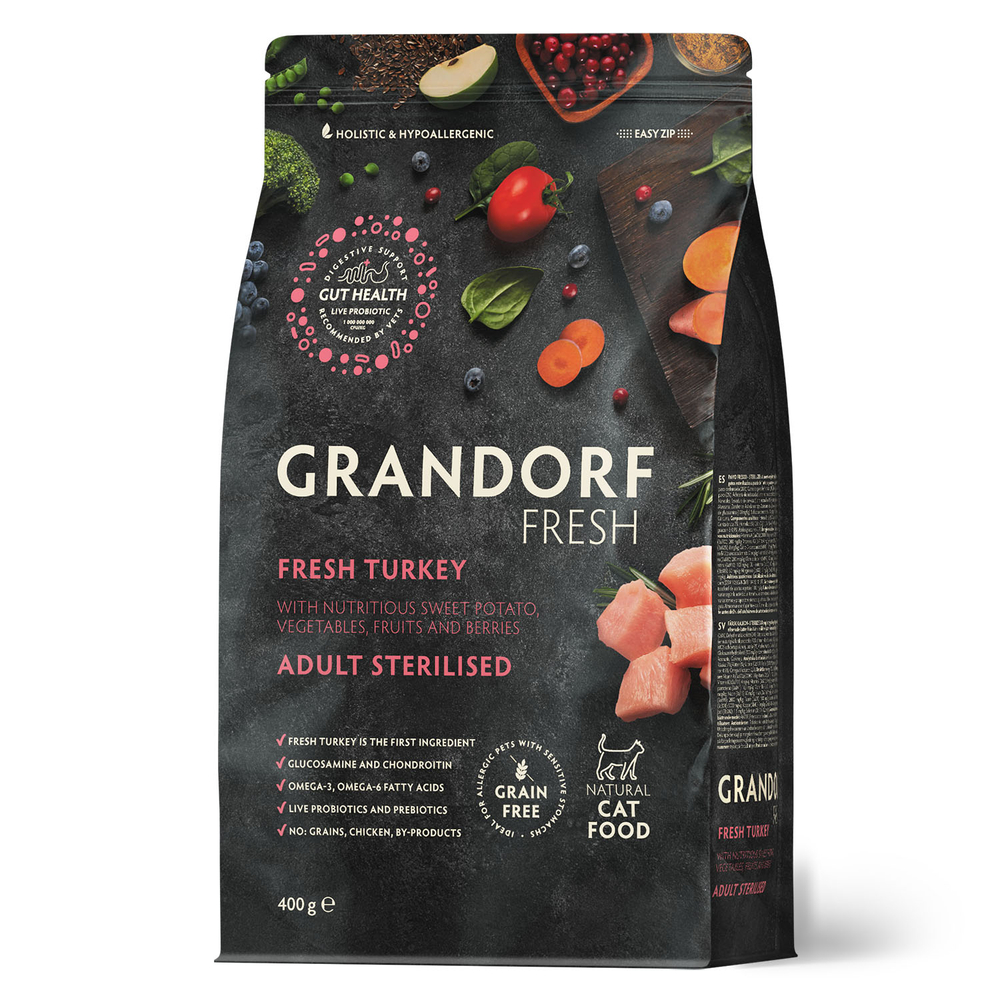 Grandorf Fresh Cat STERILISED Turkey&Sweet Potato сухой д/стерил. кошек мясо индейки с бататом 400 г