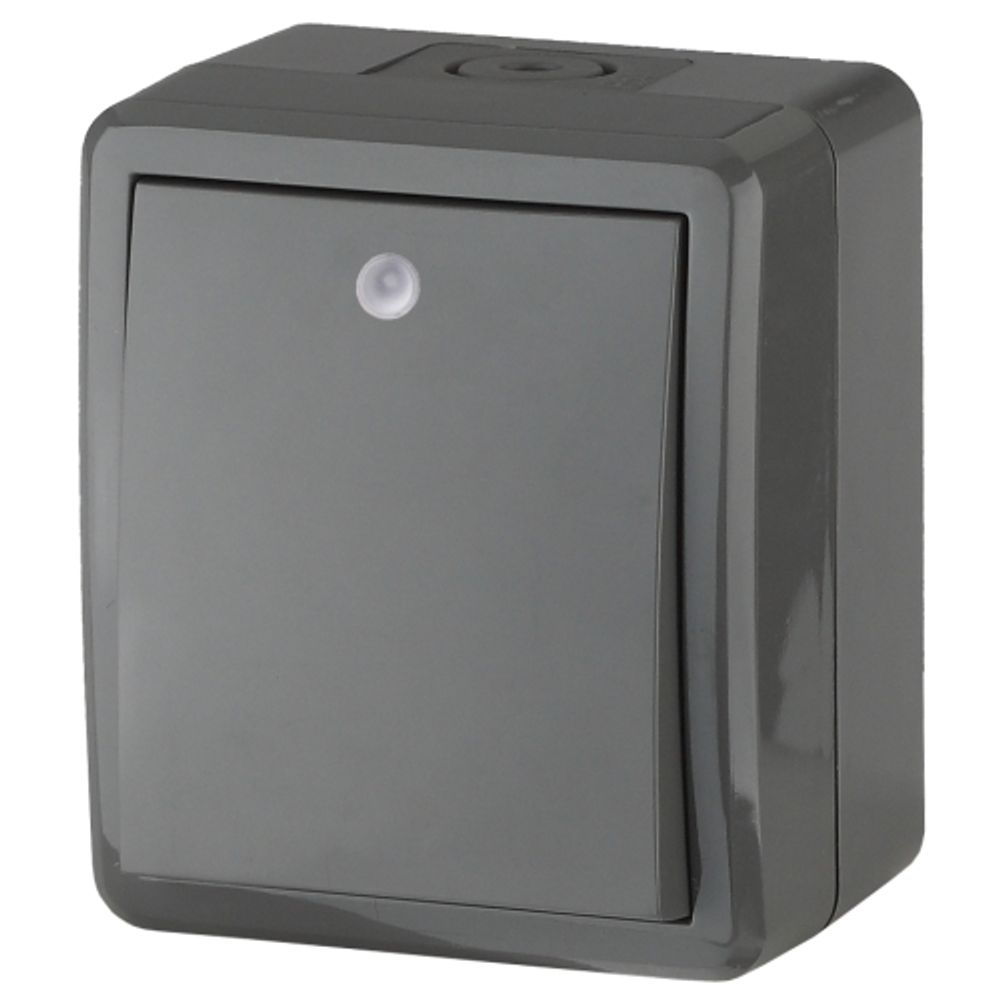 Выключатель ЭРА Эксперт 11-1402-03 с подсветкой IP54 10АХ-250В ОУ серый | Эра Эксперт