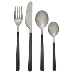 IKEA LÖFTESRIK  (ИКЕА ЛÖФТЕСРИК)  -  Набор столовых приборов, 24 предмета, черная/сатинированная нержавеющая сталь