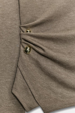 ZARA ТОП ИЗ МЯГКОЙ ТКАНИ С БРОШЬЮ, ЗЕЛЕНЫЙ МЕЛАНЖ