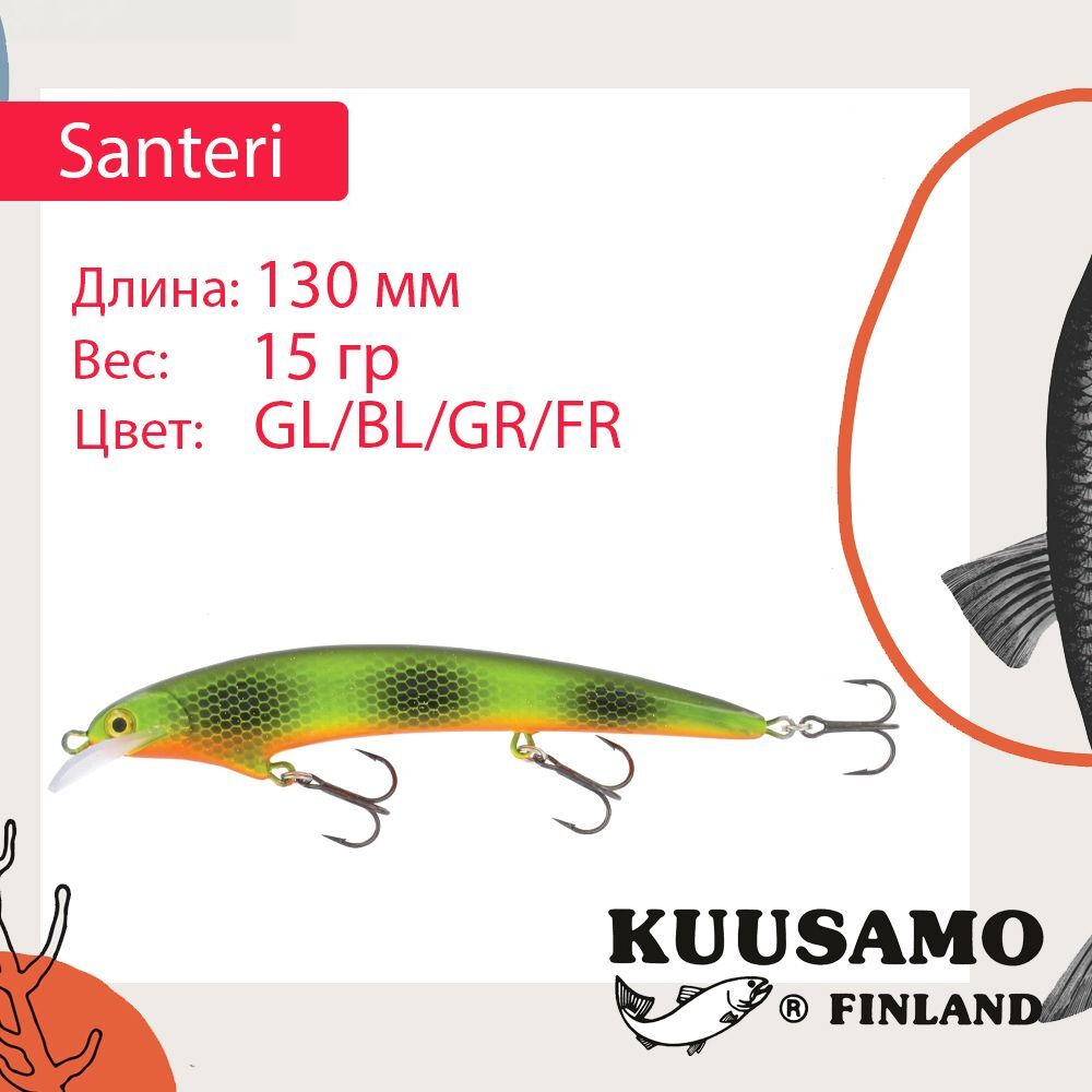 Воблер Kuusamo Santeri 90mm 9г цв. Pink/Li/FYe/GR/S
