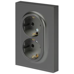 Розетка ЭРА Arktik 16-2105-06 двойная с заземлением 2X2P+E Schuko со шторками 16А-250В графит | Эра Arktik