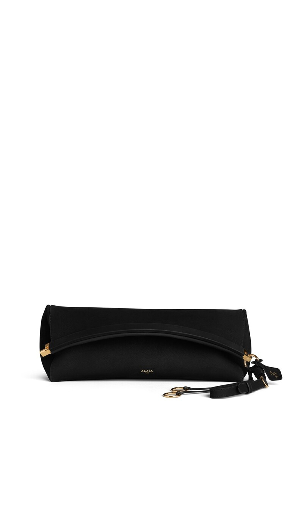 ALAÏA СУМКА-КЛАТЧ LE CLICK CLUTCH 42 ИЗ НУБУКА, ЧЕРНЫЙ