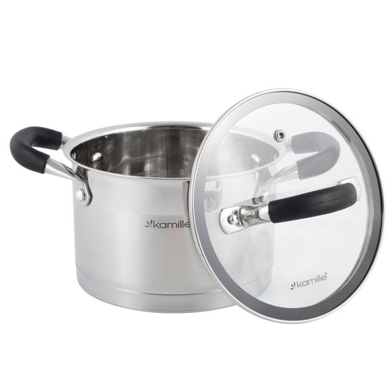 Набор кастрюль 6 предметов из нержавеющей стали Kamille KM 5752 (2,0 л; 2,7 л; 3,7 л) с силиконовыми вставками на ручках