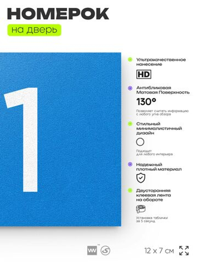Табличка с номером 21 на дверь квартиры, для офиса, кабинета, аудитории, склада, голубая 120х70 мм, Айдентика Технолоджи
