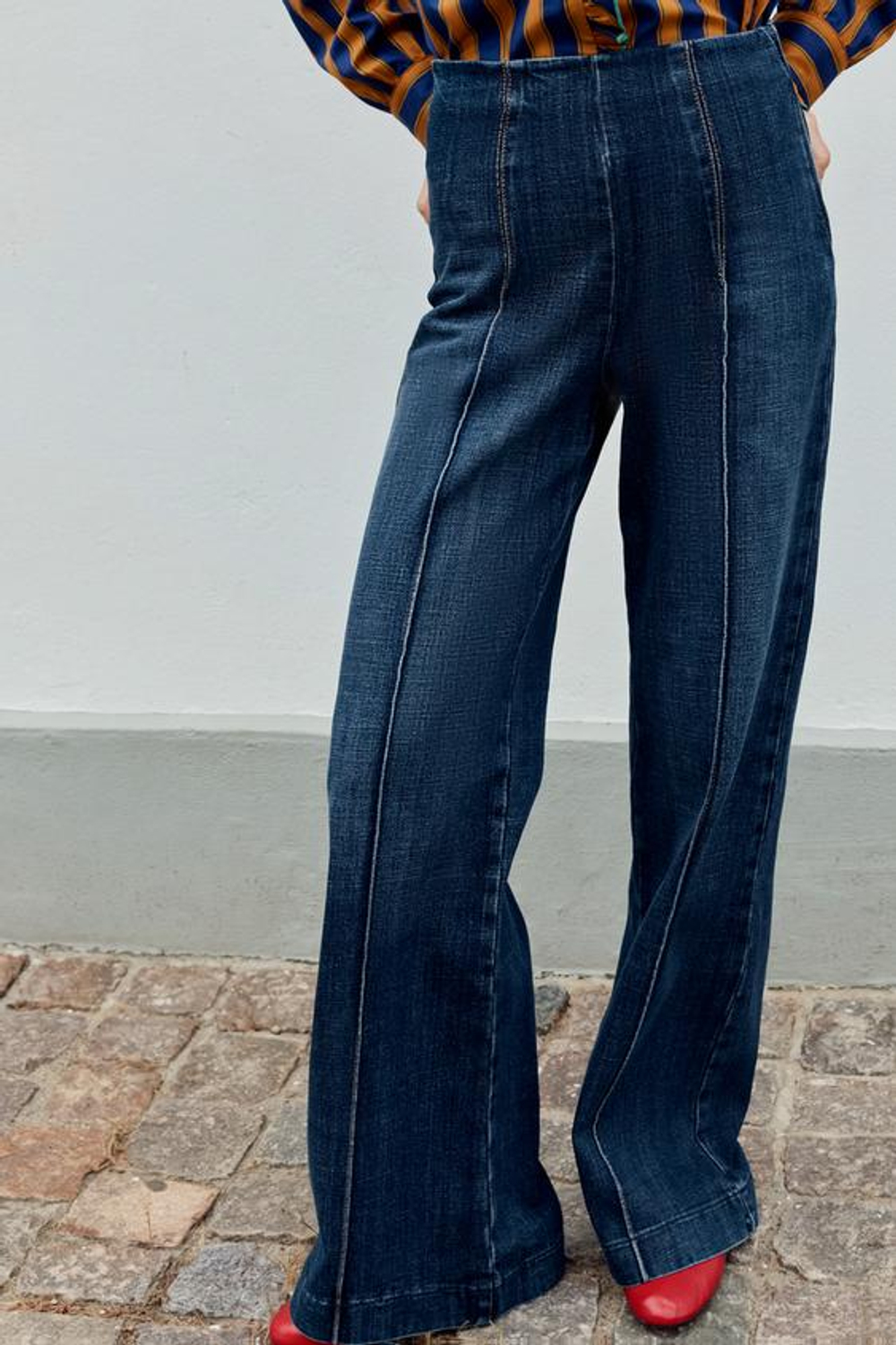ZARA ДЖИНСЫ Z1975 WIDE LEG С ВЫСОКОЙ ПОСАДКОЙ БЕЗ ПОЯСА, СИНИЙ