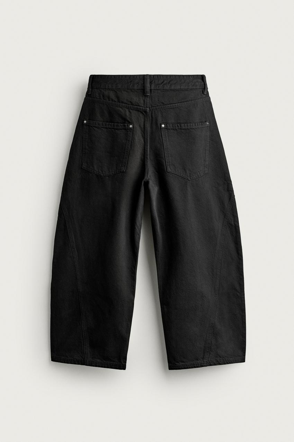 ZARA БРЮКИ BALLOON FIT СО ШВАМИ, ЧЕРНЫЙ